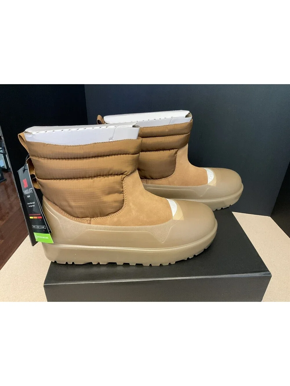NEW! MENS UGG CLASSIC MINI MOD INSULATED BOOTS W/ SILICONE GUARD GALOSH. SIZE 12
